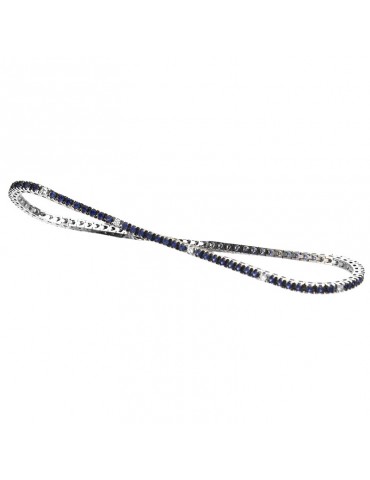 Davite&Delucchi Tennis Bracelet - in 18K White Gold with White Diamonds and 1.15 ct Blue Sapphires - 0