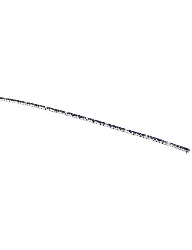 Bracciale Tennis Davite&Delucchi - Oro Bianco 18 Carati - Diamanti - Zaffiri Blu 1,15 ct