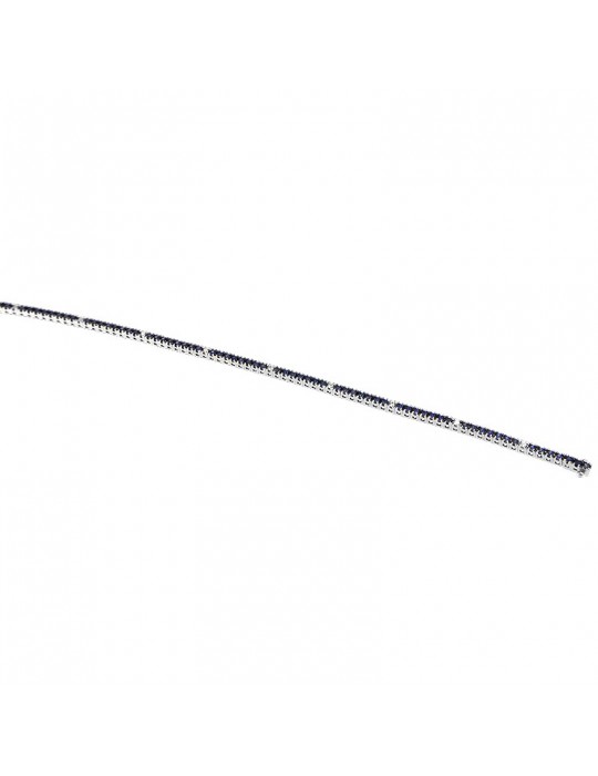Davite&Delucchi Tennis Bracelet - in 18K White Gold with White Diamonds and 1.15 ct Blue Sapphires - 0