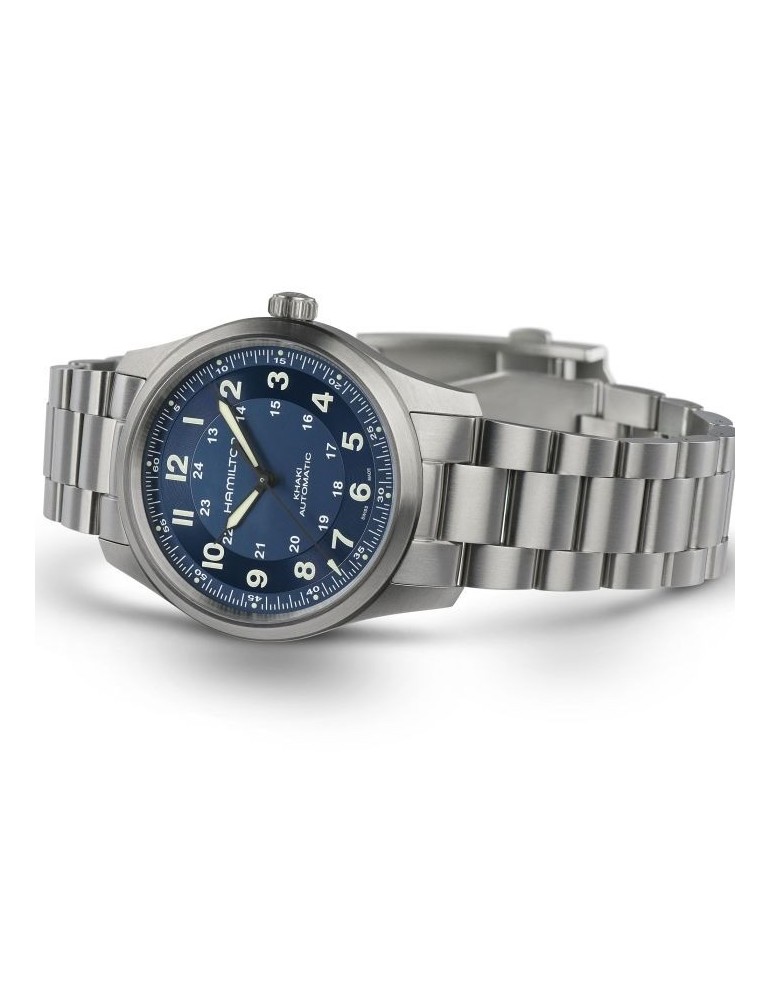 Orologio Hamilton - Khaki Field Titanium Automatico 38mm Blu - H70205140