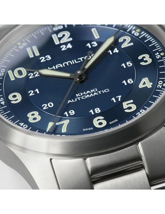 Orologio Hamilton - Khaki Field Titanium Automatico 38mm Blu - H70205140
