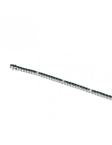 Davite&Delucchi Tennis Bracelet - in 18K White Gold with White Diamonds and Emeralds 1.30 ct - 0 2