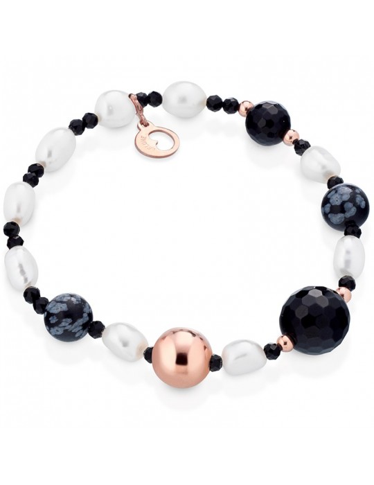 Bracciale Lelune Glamour - Sophie Winter - Perle -Agata Nera-LGBR543.3