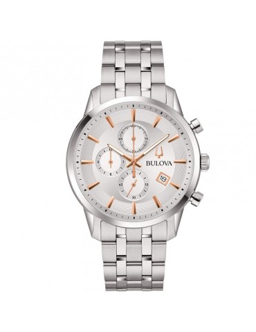 Orologio Bulova - Sutton - Cronografo 41mm Argento Rose Gold - 96B411