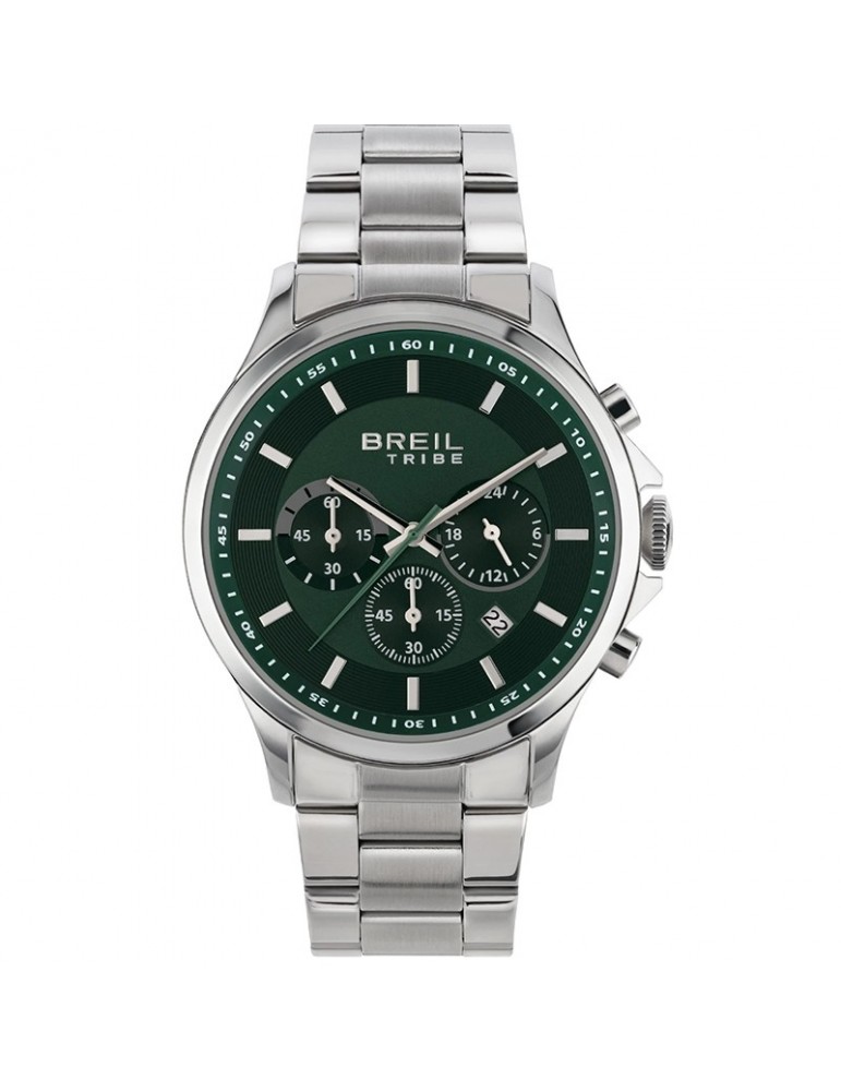 Breil Tribe Watch - Kart - Chronograph - Silver - 43mm-Green-EW0660