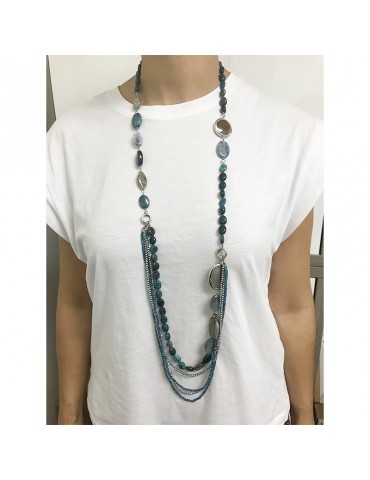 Della Rovere Necklace - Long - 925% Silver - Apatite - Quartz - DR176