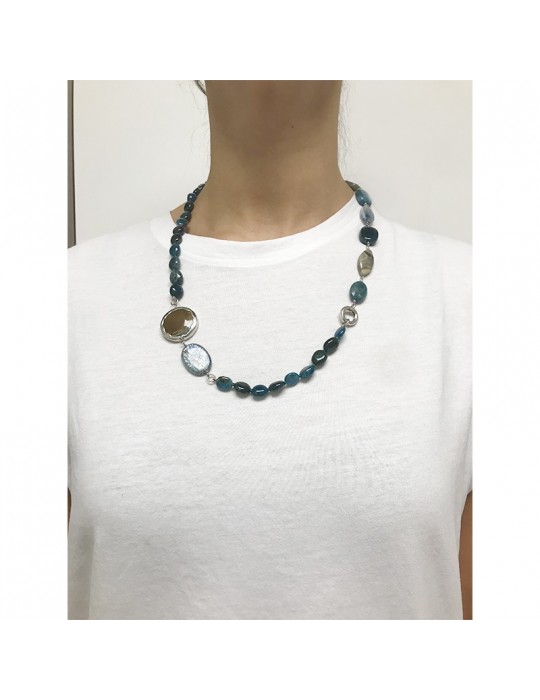 Della Rovere Necklace - Long - 925% Silver - Apatite - Quartz - DR176