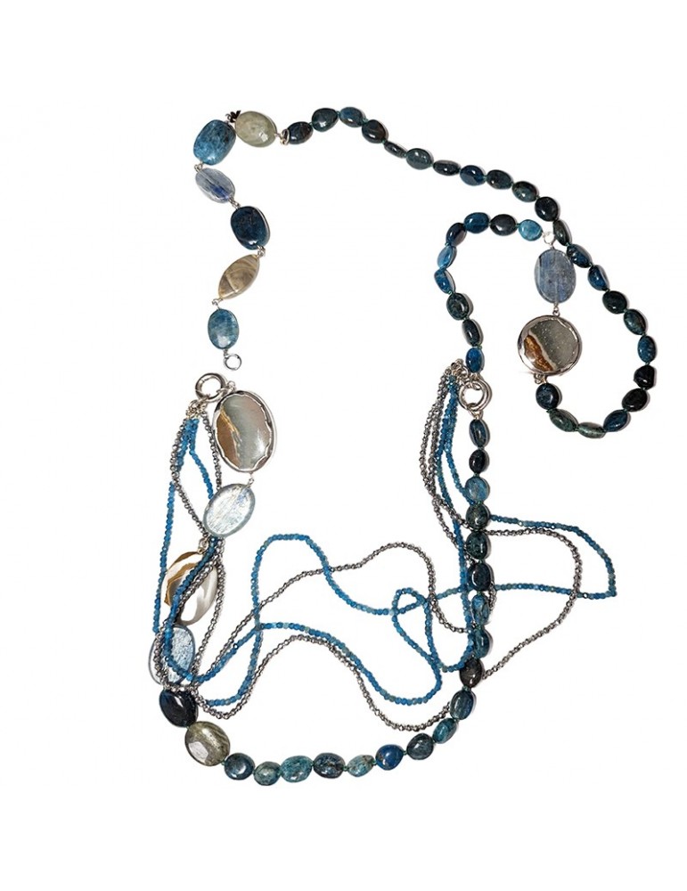 Della Rovere Necklace - Long - 925% Silver - Apatite - Quartz - DR176