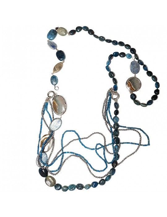 Della Rovere Necklace - Long - 925% Silver - Apatite - Quartz - DR176
