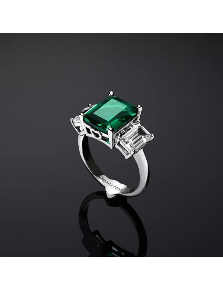 Anello Chiara Ferragni Emerald Trilogy Zircone Verde Misura