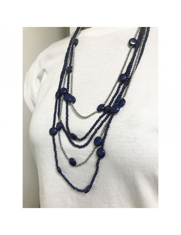 Collana Della Rovere-Lunga-Argento 925% -Ematite-Lapislazzuli-COLDR7019 2