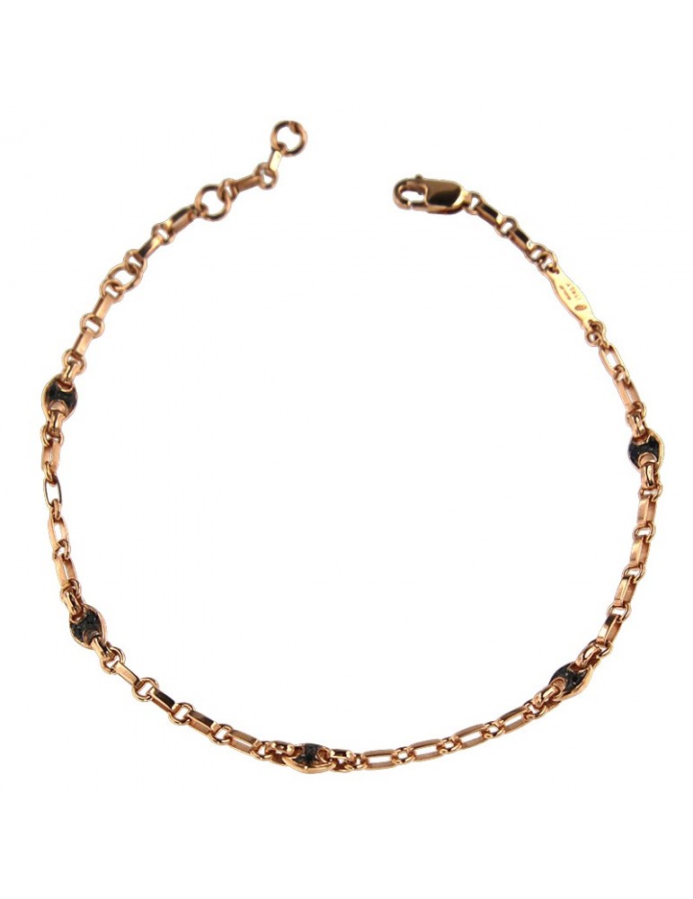 Bracciale Zancan - Insignia Gold in Oro Rosa 18 Carati con Diamanti Neri 0,12 ct - UB022R