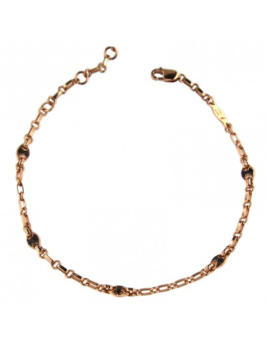 Bracciale Zancan - Insignia Gold in Oro Rosa 18 Carati con Diamanti Neri 0,12 ct - UB022R