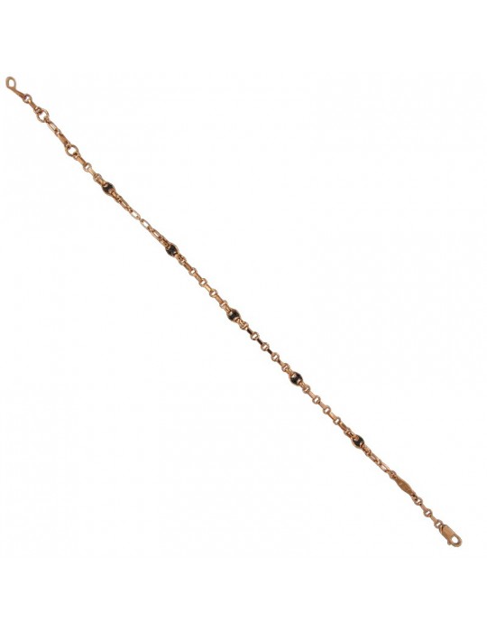Zancan Men's Bracelet - Insignia Gold in 18K Rose Gold with 0.12 ct Black Diamonds - 0