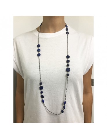 Collana Della Rovere - Lunga - Endless -Ematite-Lapislazzuli-COLDR7001