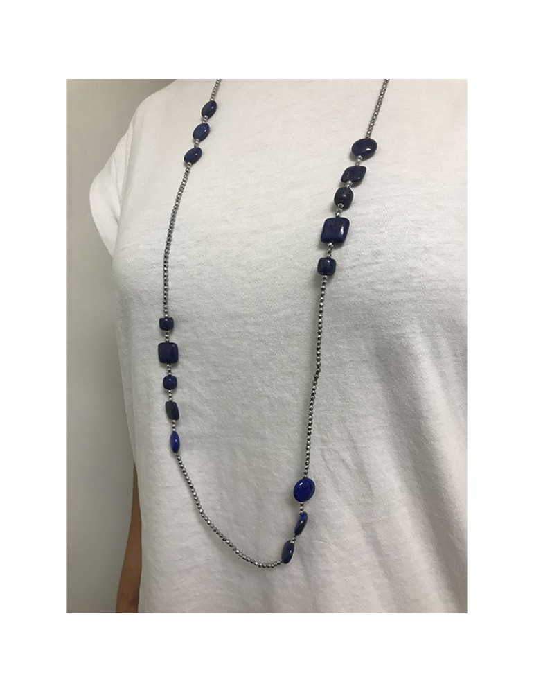 Collana Della Rovere - Lunga - Endless -Ematite-Lapislazzuli-COLDR7001