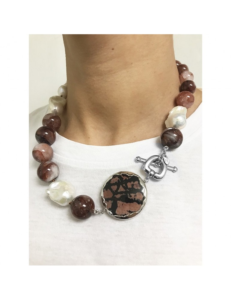 Collana Della Rovere - Girocollo - Diaspro Outback-Perle Barocche-DR09