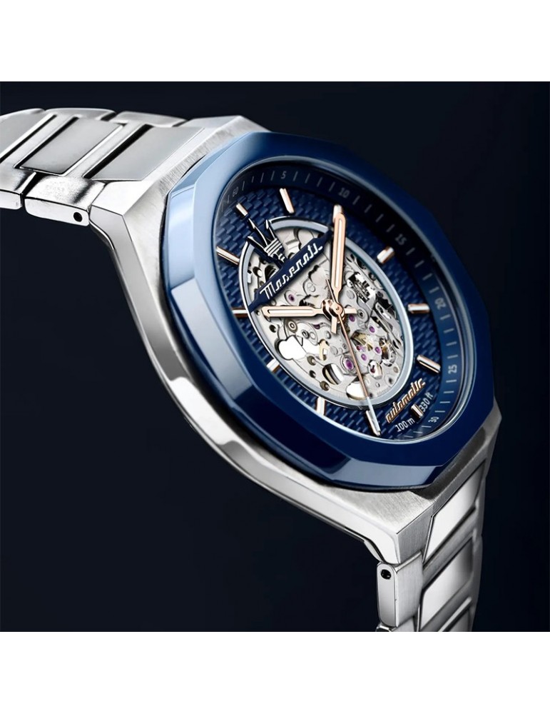 Maserati Watch - Style - Automatic - Silver - 45mm-Blue-R8823142004