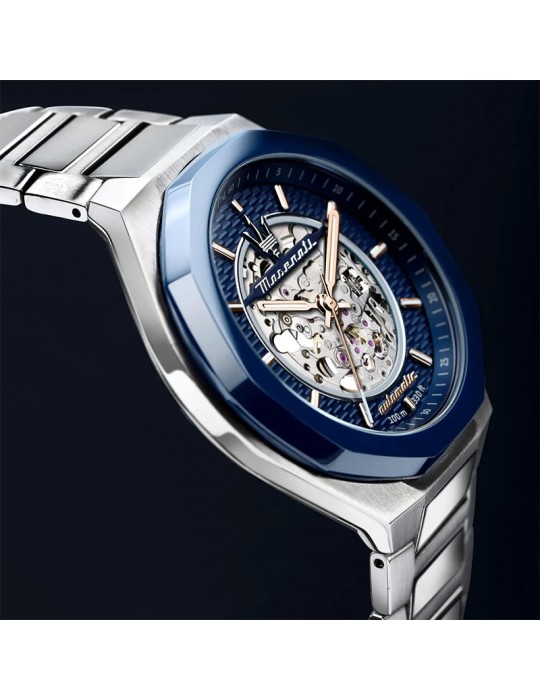 Maserati Watch - Style - Automatic - Silver - 45mm-Blue-R8823142004