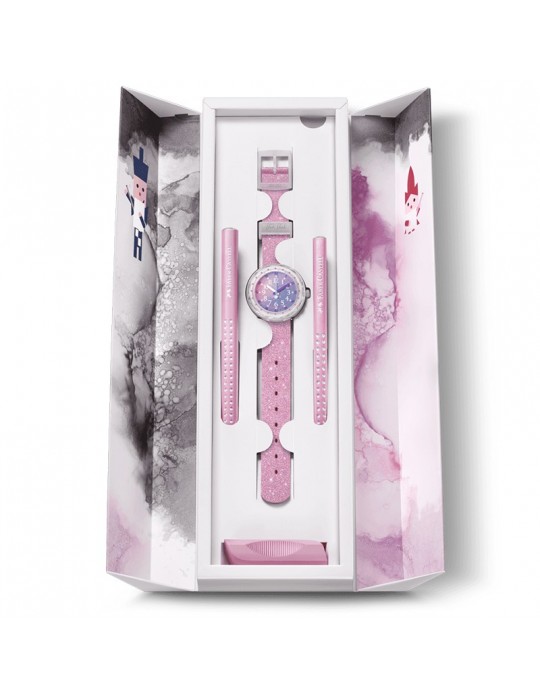 Orologio Flik Flak - Sketch in Sparkle -Rosa-37 mm-Glitterato-FCSP107C
