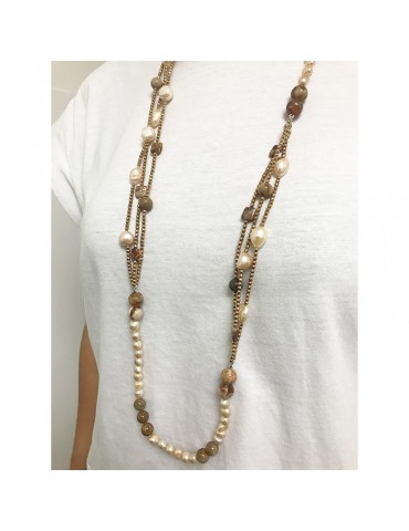 Collana Della Rovere - Endless - Lunga - Opale-Legno Fossile-COLDR8326 2