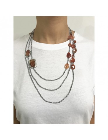 Della Rovere Necklace - Multistrand - Hematite - Aragonite - DR178
