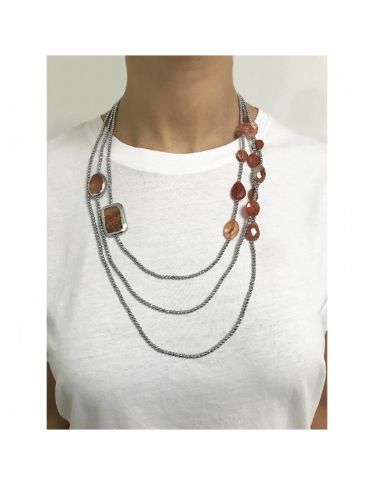 Della Rovere Necklace - Multistrand - Hematite - Aragonite - DR178