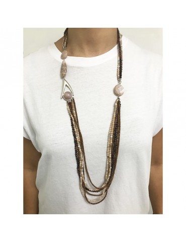 Della Rovere Necklace - Long - Quartz - Moonstones - COLDR6218