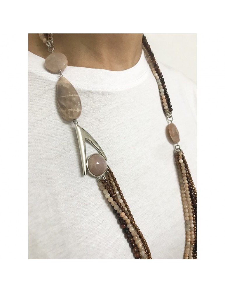 Della Rovere Necklace - Long - Quartz - Moonstones - COLDR6218