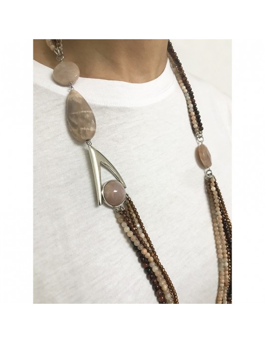 Della Rovere Necklace - Long - Quartz - Moonstones - COLDR6218