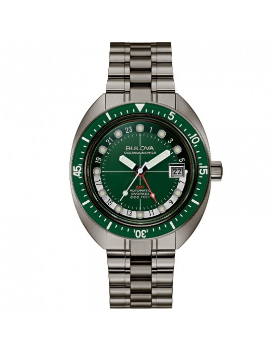 Orologio Bulova - Oceanographer GMT - Meccanico Automatico 41mm Verde - 98B415 Orologio Bulova - Oceanographer GMT - Meccanico Automatico 41mm Verde - 98B415