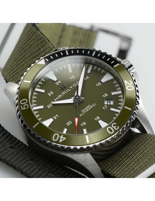 Orologio Hamilton - Khaki Navy Scuba - Automatico 40mm Verde - Cinturino Nato - H82375961