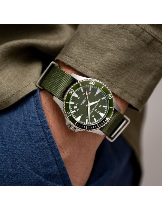Orologio Hamilton - Khaki Navy Scuba - Automatico 40mm Verde - Cinturino Nato - H82375961