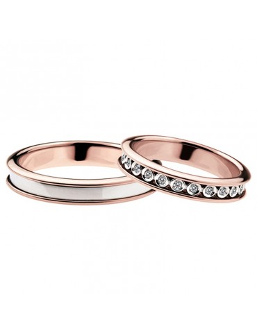 Polello Wedding Ring in Rose Gold and White Gold with Diamonds for Women - 0
