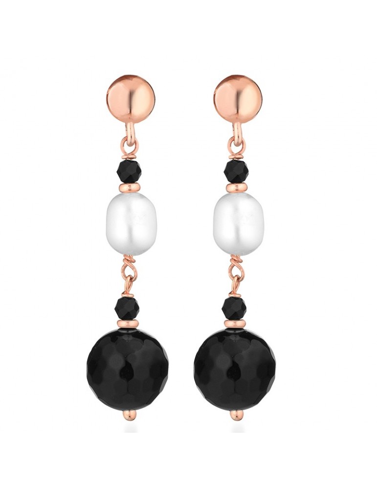 Lelune Glamor Earrings - Sophie Winter - Pearls - Black Agate-LGEA541.3