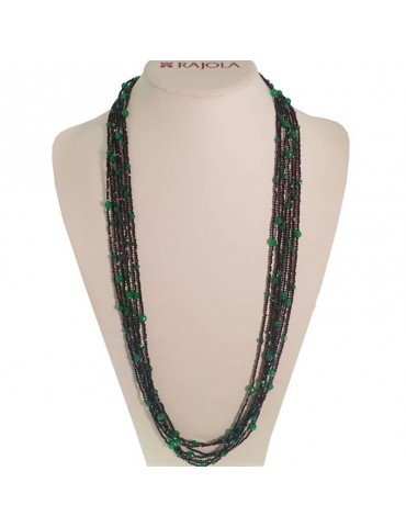 Collana Rajola-Bollicine-Multifilo-Spinello Nero-Agata Verde-5432024L5