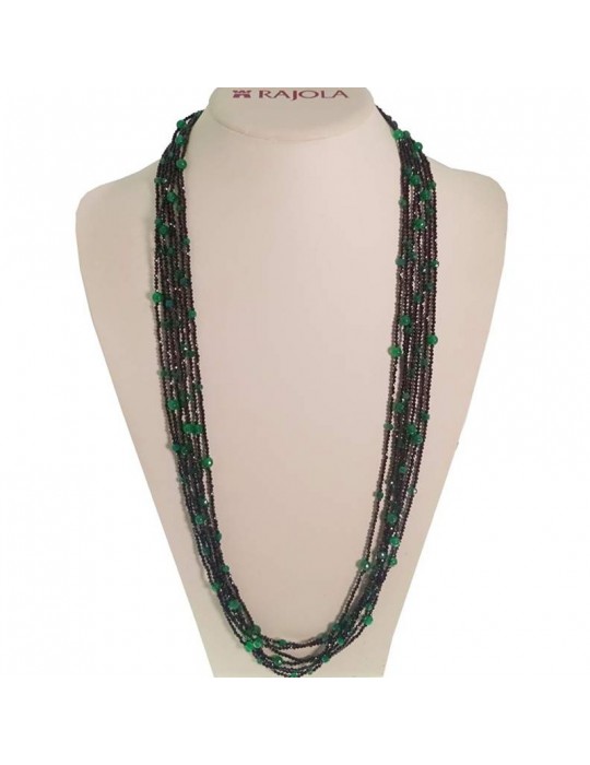 Rajola Necklace-Bubbles-Multistrand-Black Spinel-Green Agate-5432024L5 Rajola Necklace-Bubbles-Multistrand-Black Spinel-Green Agate-5432024L5