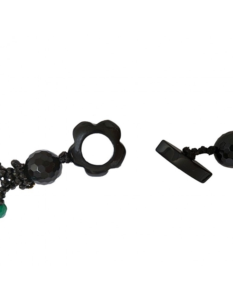 Collana Rajola-Bollicine-Multifilo-Spinello Nero-Agata Verde-5432024L5