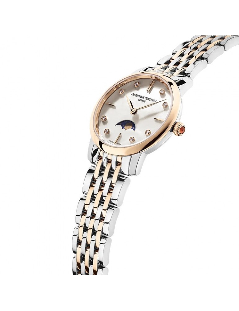 Frederique Constant Watch - Classics Slimeline Moonphase 30mm Mother of Pearl with Diamonds - 0