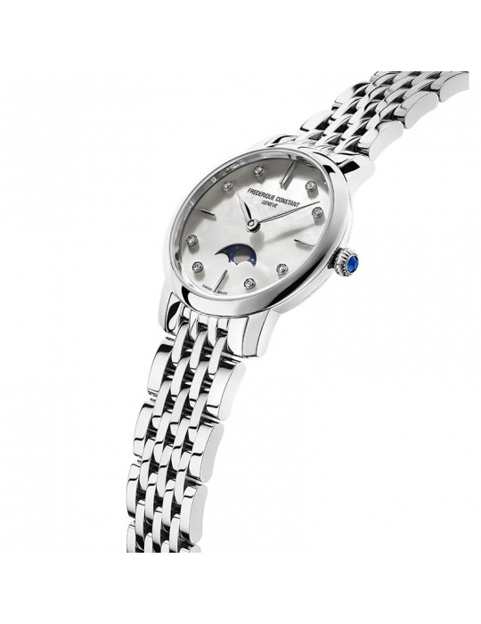 Frederique Constant Watch - Classics Slimeline Moonphase 30mm White Mother of Pearl with Diamonds - 0