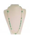 Rajola Necklace for Women -Ilenia-Long-White Pearls-Green Agate-544271