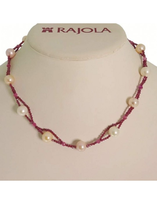 Rajola Necklace - Venus - Choker - Pink Pearls - Garnet - 544373C
