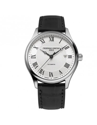 Frederique Constant - Classics Automatic 40mm Silver Guilloche Watch - Black Strap - 0