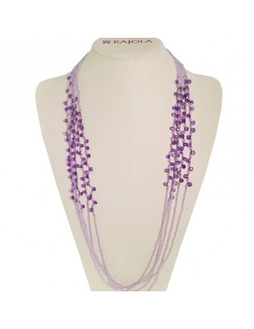 Rajola Necklace for Women - Neruda - Multistrand - Amethyst-Hematite-544384
