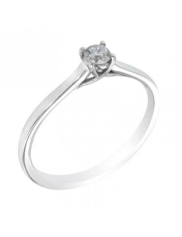 Davite&Delucchi Ring - Solitaire in 18k White Gold with Natural Diamond 0.17 ct - 0