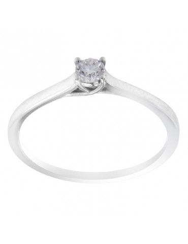 Davite&Delucchi Ring - Solitaire in 18k White Gold with Natural Diamond 0.17 ct - 0 2