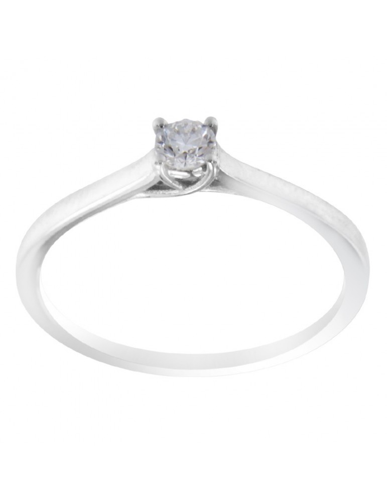 Davite&Delucchi Ring - Solitaire in 18k White Gold with Natural Diamond 0.17 ct - 0