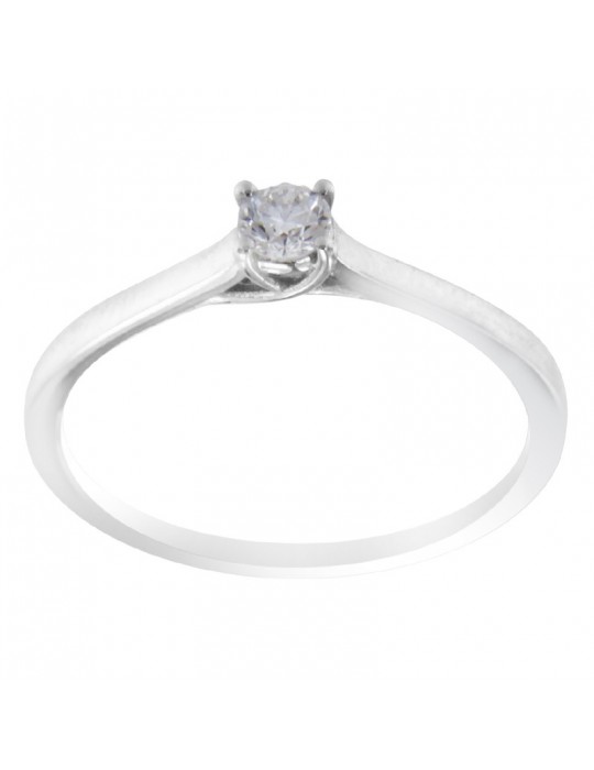 Davite&Delucchi Ring - Solitaire in 18k White Gold with Natural Diamond 0.17 ct - 0