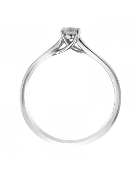 Davite&Delucchi Ring - Solitaire in 18k White Gold with Natural Diamond 0.17 ct - 0