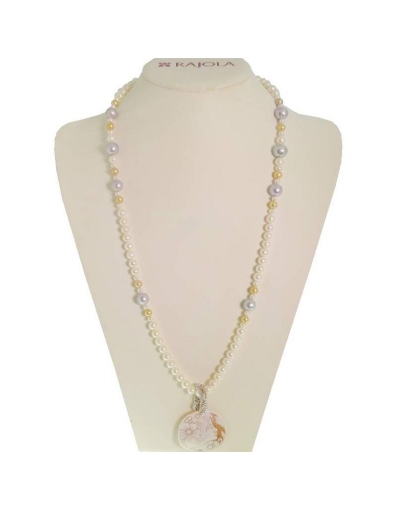 Collana Rajola - Atena - Lunga - Perle - Cammeo - Donna Incisa -544394
